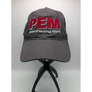 Paramount Apparel PEM Racing Trucker Hat Grey Black Mesh Adjustable Cap